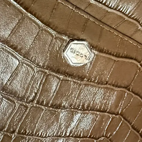 Lodis Brown Crocodile Embossed Clutch