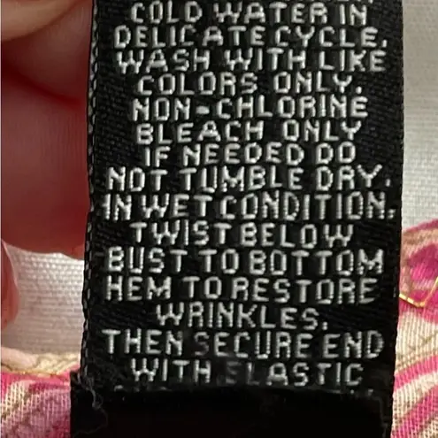 Allison Brittney floral pink beige Barbiecore high waist cotton dress, size M