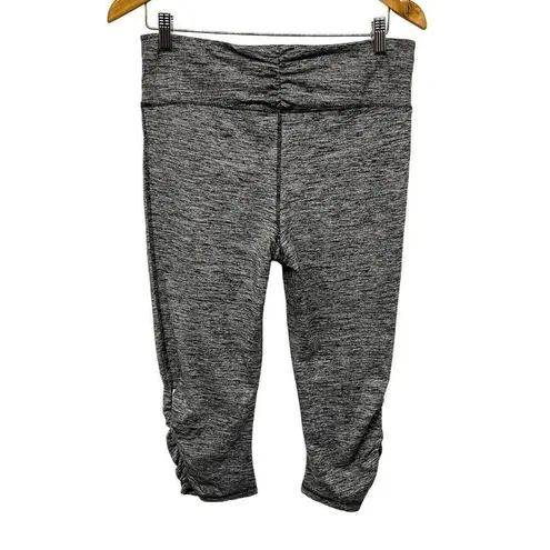 Tangerine Cropped Ruched High Waisted Moto Zipper Athletic Space Dye Leggings