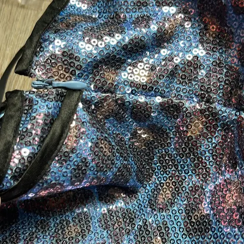 Betsey Johnson Betsy Johnson Evening Metallic Blue Leopard Print Prom/Homecoming/Wedding Dress