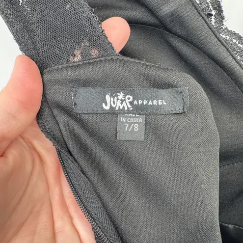 Jump Apparel Floral High Low Formal Prom Dress Lace Racerback Black Size 7/8