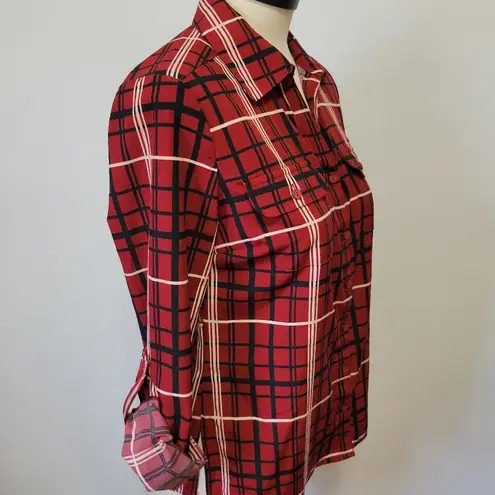 kim rogers  red plaid button down size sp