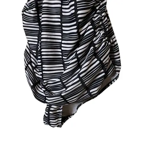 New Noon Swim ebony ivory siesta sands ruched bandeau one piece Sz 18 Blue