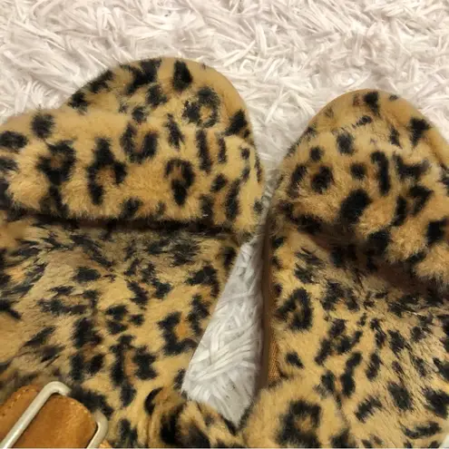 Koolaburra by Ugg  Furrah fuzzy leopard print Slide Sandals Brown Size 9