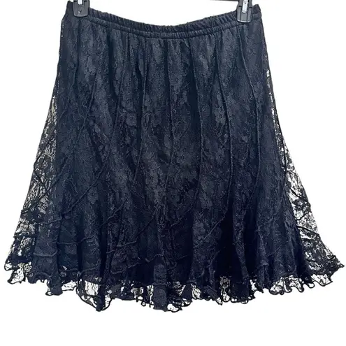 Mix Nouveau Vintage 90s Black Lace Whimsigoth Witchy Fairy Grunge Earthy Skirt Size L
