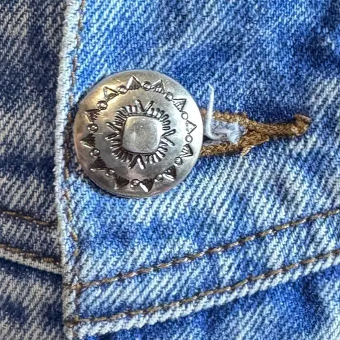 Vintage Nuovo Embroidered Denim Jacket Southwestern 100% Cotton medium boho Blue