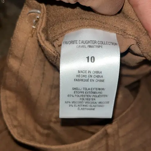 Favorite Daughter The Favorite High Rise Wide Leg Pants Camel Pinstripe 10