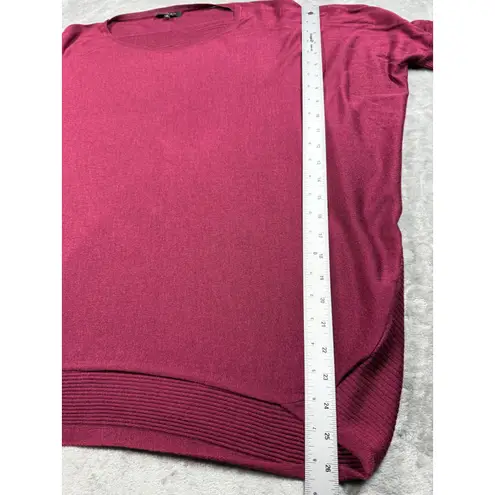 Lafayette 148 New York Burgundy Ribbed Knit Dolman Sleeve Top Pullover Small