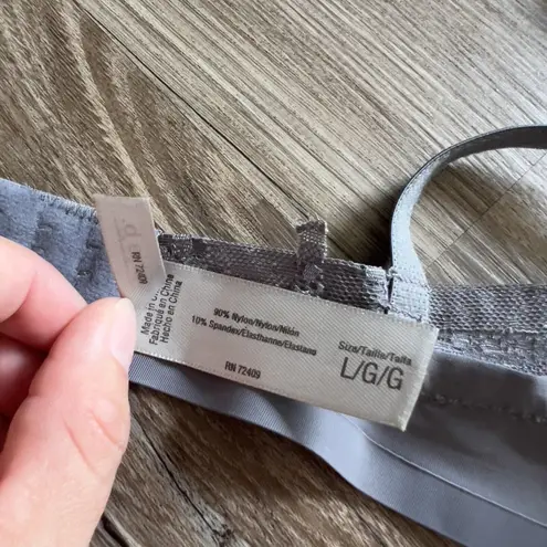 Sophie B Women's Dark Gray Lace Wireless Push Up Bra Large