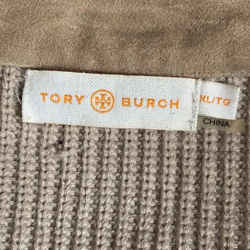 Tory Burch  Ovine tan suede front sweater sleeve jacket XL