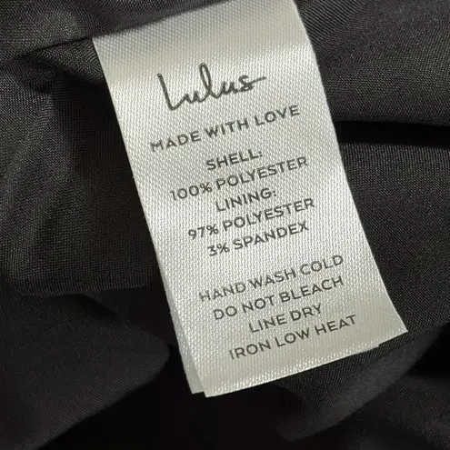 Lulus Perfected Aesthetic Black Satin Ruffled Bustier Mini Dress Size S