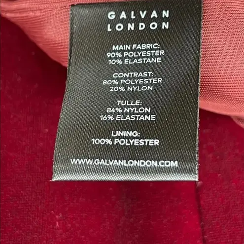Galvan London Rosa Velvet Midi Dress size 6 Red