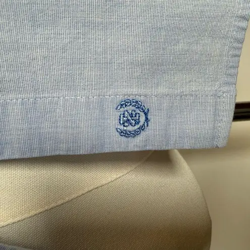 IZOD Button Front Blouse Cotton 3/4 Sleeves Classic Blue Women’s Size Large