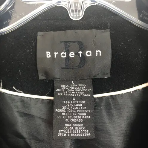 Braetan Women's Button Down Black Trench Coat Size large