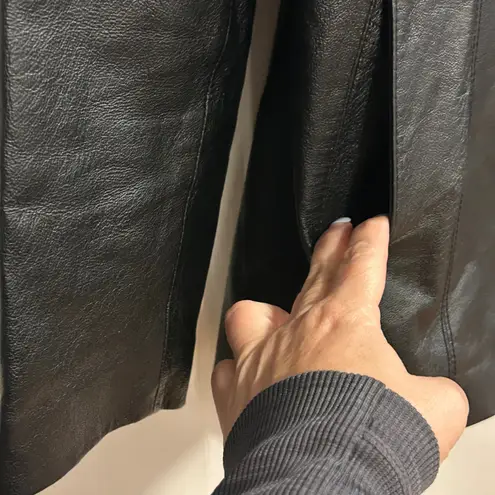 M Julian Black Genuine Leather Blazer Jacket Women's XL Button V