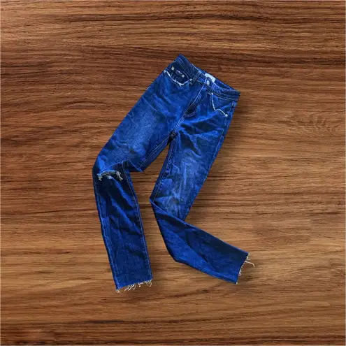 Pistola baggy jeans, dark denim, distressed high waist zip bottom size 23