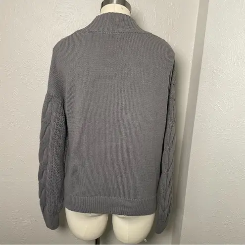 C&C California Gray Cable Knit Turtleneck Sweater Small Soft Cozy Fall Knit