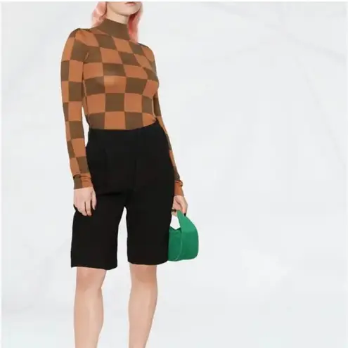 NANUSHKA 100% merino wool Harri Top in Hazelnut & Cinnamon Check NEW Brown - Image 4