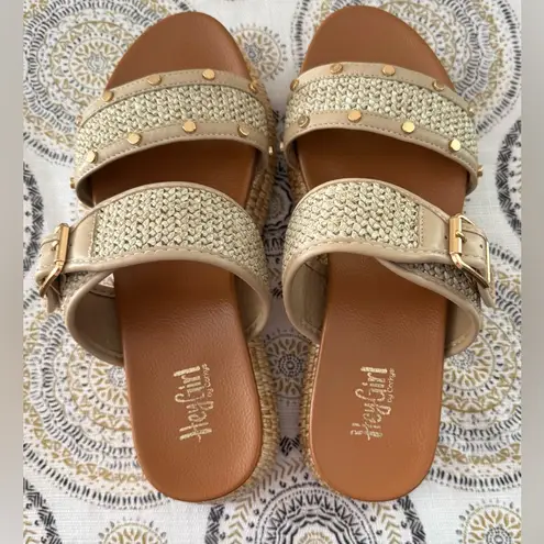 Corkys Walk Of Shame Studded Platform Slide Womens Beige Casual Sandals Size 9 Tan