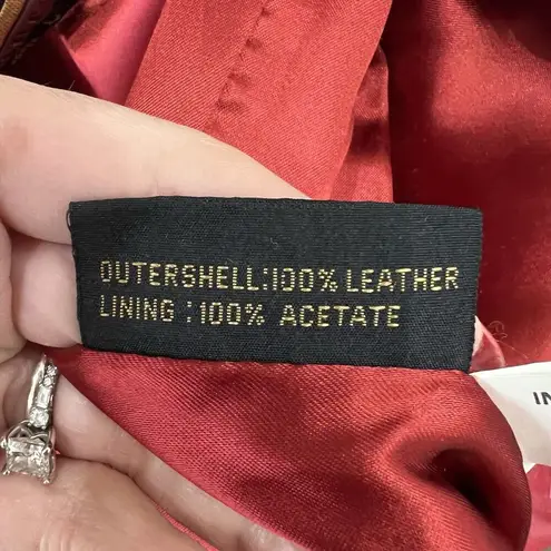 Vintage Large Leather Trench Coat Red Buttery Soft Supple G