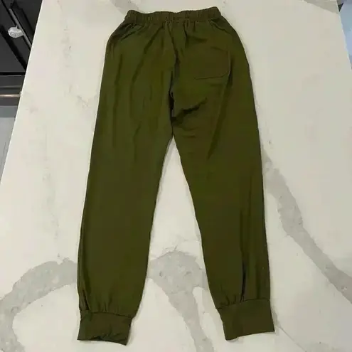 Bathrins Tapered Army Green Joggers with Pocket and Drawstring Womens Size Small