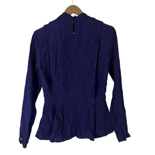 MM.LaFleur M.M. LaFleur Twyla Long Sleeve Surplice Top Womens S Purple Dotted Office Siren