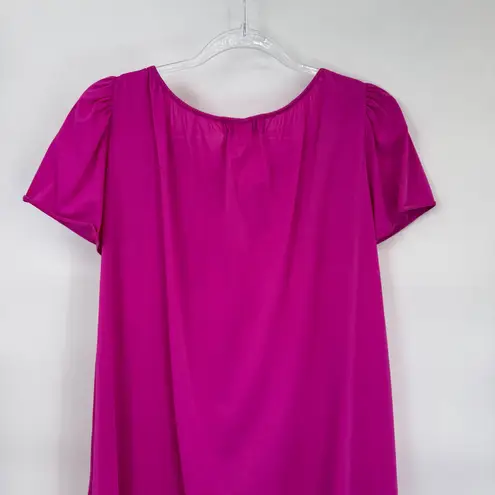 Vintage Miss Elaine Nightgown Short Sleeve Sleep Dress Pink Nylon Large