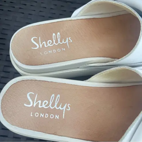 Shellys London White Leather Platform Bow Slide Sandals Modern comfort Sz 38