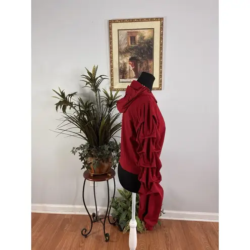 Gritty Soul Women Hoodie Top L Long Sleeve Full Zipper Y2K Whimsigoth Red Groovy Size L