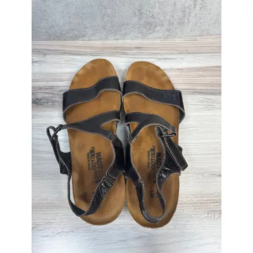 Naot Women's Pamela EU 41 L10 Black Leather Adjustable Slingback Buckle Sandals Size 10