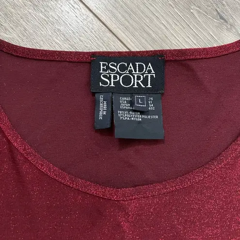 Vintage Escada Sport *flaw 2 Piece Metallic Shimmer Blouse Set | Red | 42/L Size L