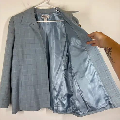 Pendleton VTG 100% Wool Women’s Blue Plaid Blazer Size 18