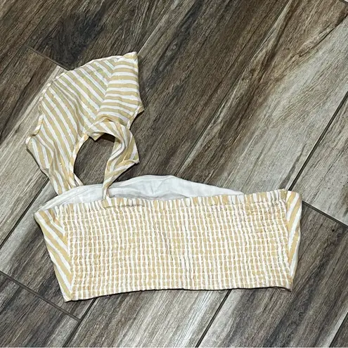Privacy Please  yellow striped one strap bra top thumbnail 3