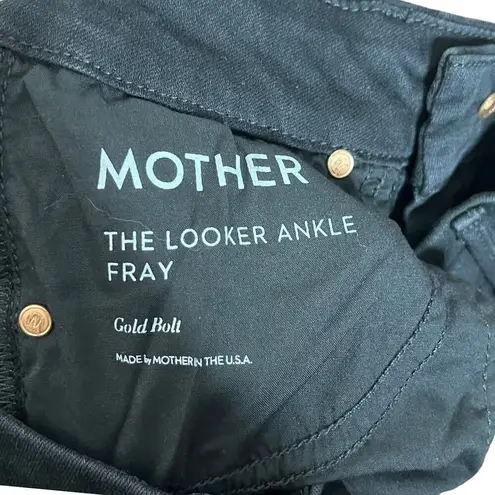 MOTHER The Looker Ankle Fray Jeans Gold Bolt Women’s Size 24 Cropped Skinny Black