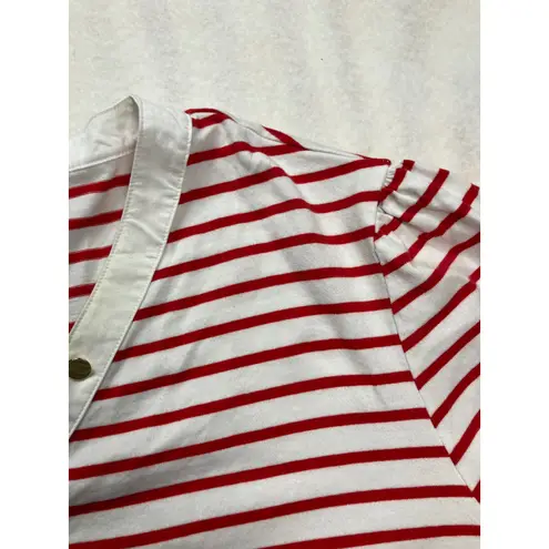 Draper James Striped V Neck T Shirt Women Plus Size 3X Red White Short Sleeve