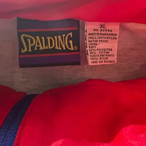 Spalding Vintage Pro Tracksuit Set Jacket Pants Vintage Nylon Blue Black Red XL