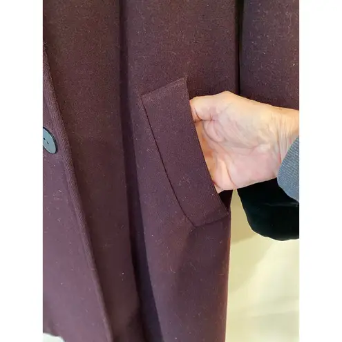 Herman Kay Women's Wool Blend Coat 8P Hooded Button Front Plum Purple Red