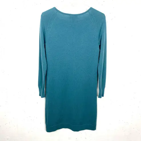 MaxMara Studio Womens Cashmere Wool Dress With Infinity Scarf Teal Blue Small