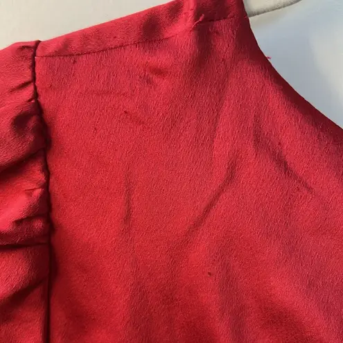 Nissa Ruched Midi Cocktail Dress Satin Red Size 2 Used Christmas Holiday Party