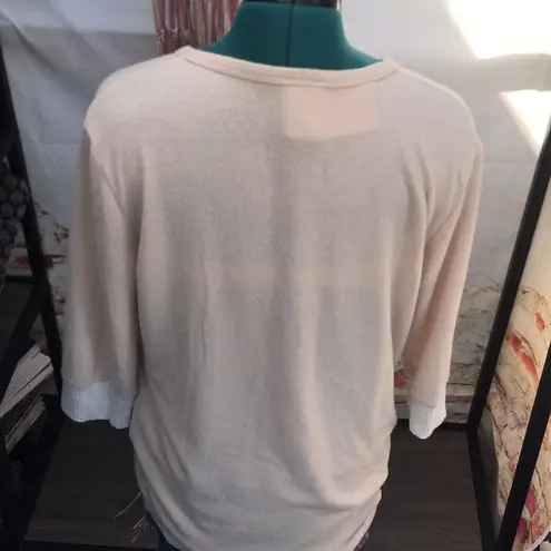 Freeloader NWT Cozy Pullover Loose Fit Raglan Henley 3/4 Sleeve Sweater Top