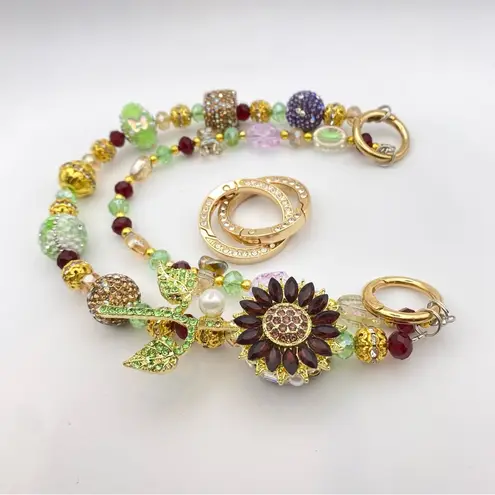 Handmade 🌻Luxury Bag/Phone Chain Charm/Keychain Purple Sunflower Bling Crystal Beads