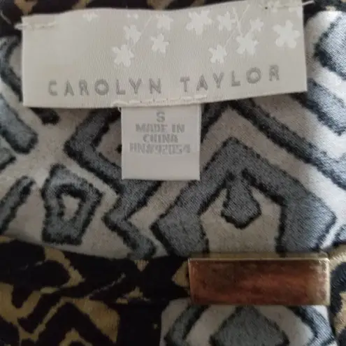 Carolyn Taylor Womens Sleeveless Geometric Print Top Size S Black/Beige Polyeste