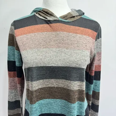 Adora Boutique Cottagecore Jewel Tone Striped Lightweight Hoodie Women’s Medium