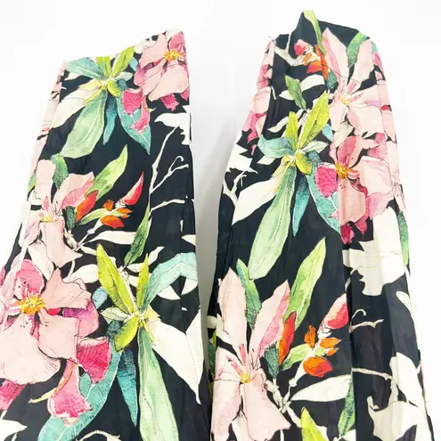 Ethnc Womens Summer Resortwear Pull On Elastic Waist Tropical‎ Floral Pants M Black Size M thumbnail 3