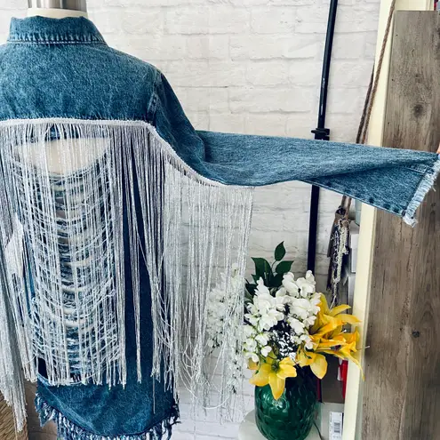 Boutique Long Tassel Back Denim Jacket