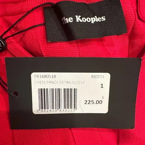 The Kooples Red Knit Fit and Flare Mini Dress Fancy Detail Sleeve Size Small NEW