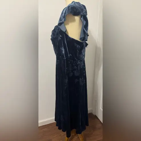 Azazie Atelier Sadie Midnight Midi Dress Floral Velvet Sweetheart NWT Custom XL