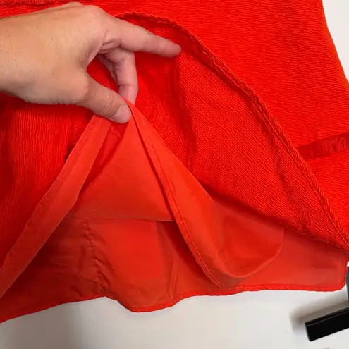 Marie Oliver Vibrant Orange/Red Short Sleeve Fringe 100% Cotton Mini Dress