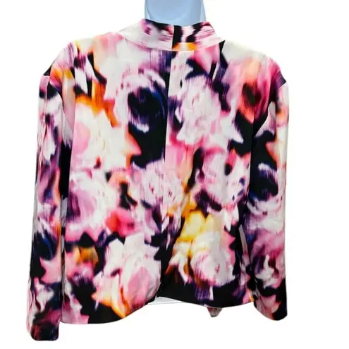 Askari Pink Purple Black Abstract Print Jacket Cardigan Large Lined Drape