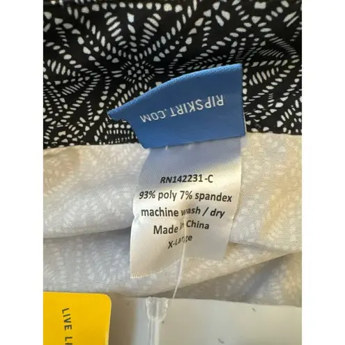 Rip Skirt Hawaii Print Skirt XL Black Batik Swim Wrap 19” Pockets Cover Up NWT